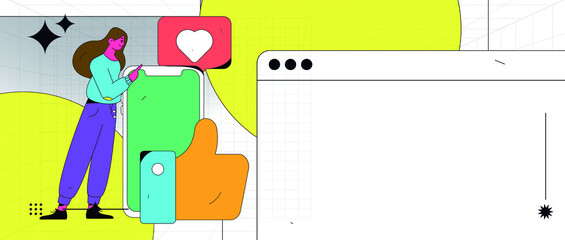 Virtual business concept business vector illustration
