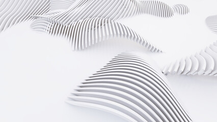 Abstract Curved Shapes. White Circular Background.