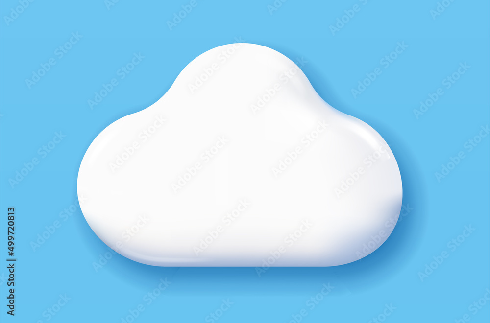 Poster 3d weather icon. colorful poster with clear blue sky and soft white cloud. element for user interfac