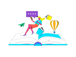 Reading character flat vector concept operation illustration
