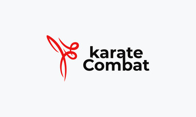 vector illustration logo design for logogram pictogram karate combat with abstract karate move graphic © Bi.Std