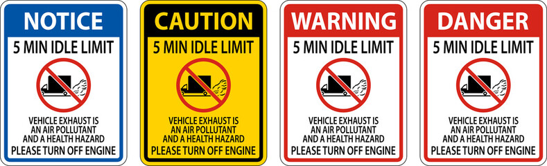 Warning 5 Min Idle Limit Sign On White Background