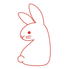シンプルなウサギのイラスト　判子　可愛い　白背景　クリップアート