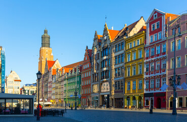 Image of Wroclaw Market Square in Poland with old buildings