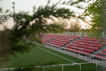 Football training stadium with stands empty