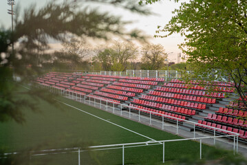 Football training stadium with stands empty