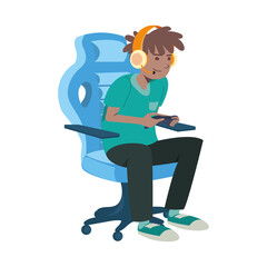 gamer in blue chair
