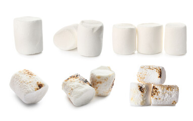 Set of tasty marshmallows isolated on white