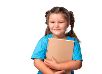 Obraz premium Portrait of child with notebook isolated
