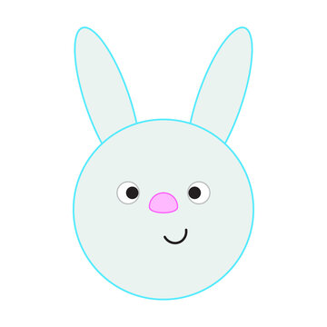 cartoon rabbit muzzle on white background. Cute cartoon kawaii baby character. Face symbol. Vector illustration. stock image. 