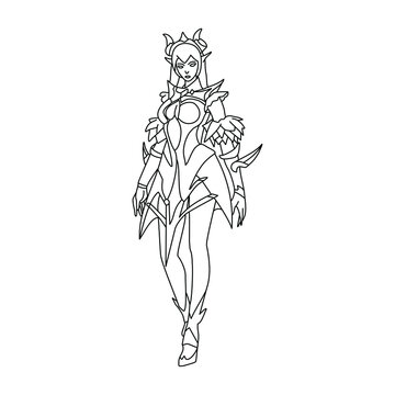 Selena Hero Character Vector Line Art