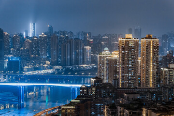 Fototapeta na wymiar Chongqing neon lights city skyline