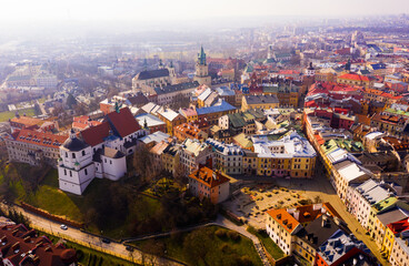 Aerial view on the city Lublin. Poland - obrazy, fototapety, plakaty
