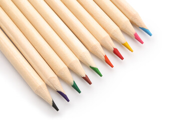 Fototapeta premium Color pencils isolated on white background, closeup