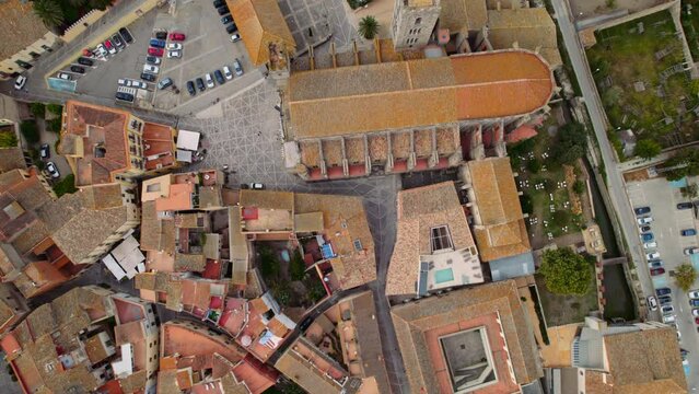 Drone Flight Over Castello D'Empuries Town