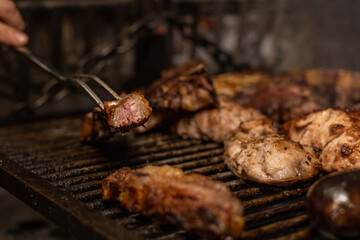 preparation of meat for asado in the Argentine grill