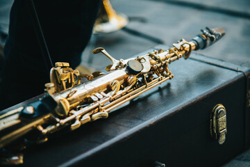 close up of a saxophone