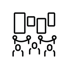 Black line icon for exhibition