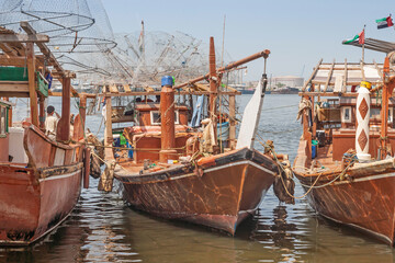 Fototapeta na wymiar Traditional Fishing Dhows in Sharjah