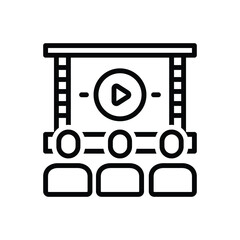 Black line icon for cinema