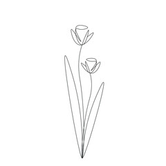 Flowers silhouette line drawing vector illustration