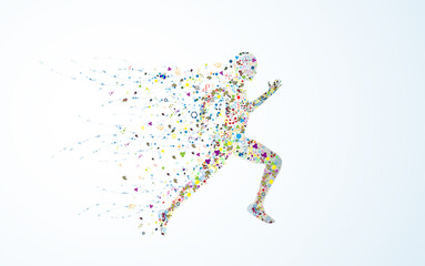 human body running at the speed of scientific illustrations, vector human DNA