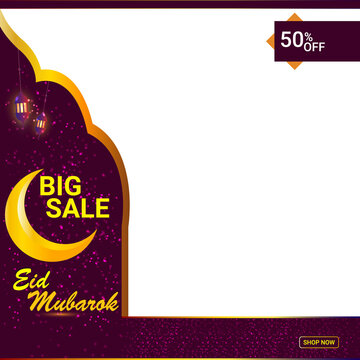 Big sale eid mubarak social media design template vector