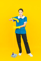 Fototapeta premium Portrait beautiful young asian woman maid and housekeeping