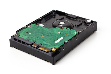 Close up of old hard disk (HDD) for PC are no longer used isolated on white background.