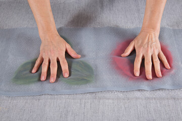 Wet felting wool in the process of creating a product