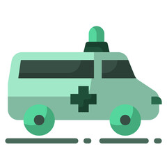 Simple ambulance flat icon, emergency and help concept, small shadow monotone color on the white background