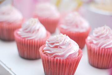 cupcakes with pink icing