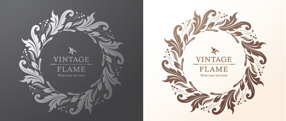 高級感のある豪華なあしらい。見出しや飾り罫のセット。デザイン素材。装飾素材。