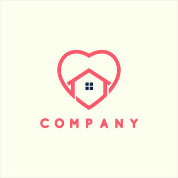 Modern love home logo illustration design