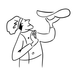 Chef making pizza. Vector eps 10 illustration.