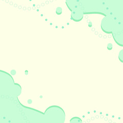 Pastel Style Green Floating Bubble Frame on Yellow Background