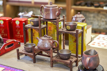 A set of traditional Chinese tea set close-up