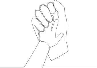 One continuous line drawing of Baby hand holding finger mom. Trendy single line draw design vector graphic illustration.