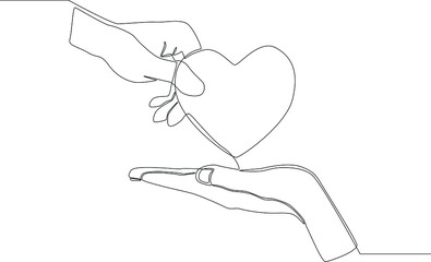 One continuous line drawing of the child's hand gives a sign of love to his mother. happy mother's day. Trendy single line draw design vector graphic illustration.
