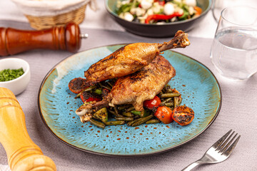 Juicy delicious cooked duck legs