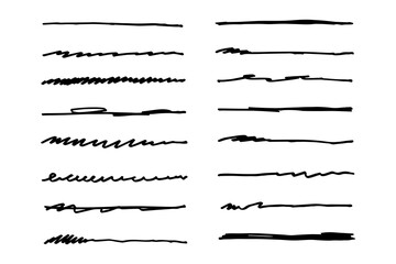 Vector set of hand drawn underline.