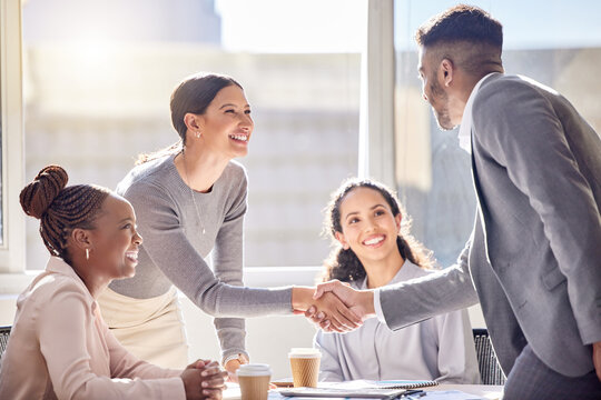 This Opportunity Is One Weve Been Anticipating. Shot Of Two Businesspeople Shaking Hands During A Meeting In An Office.