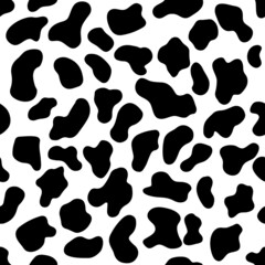 Cow skin texture seamless pattern. Spot background. Vector design illustration. Farm animal textural banner.