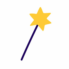 Fairy magic wand with star isolated on white background, Vector simple flat doodle illustration
