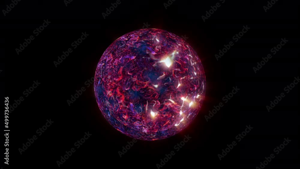 Poster abstract fire energy star planet loop 3d renderings animations. fantasy chaotic power fusion glowing