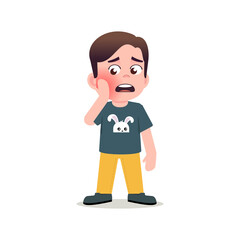 Little boy with toothache. vector illustration