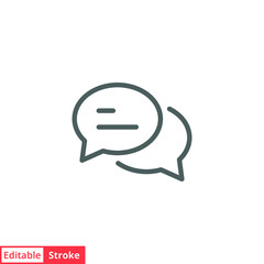Fototapeta premium Comment icon. Conversation, dialog, speech bubble, chat, forum, discussion, communication concept. Simple outline style. Vector illustration isolated. Editable stroke EPS 10