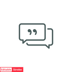 Comment icon. Conversation, dialog, speech bubble, chat, forum, discussion, communication concept. Simple outline style. Vector illustration isolated. Editable stroke EPS 10