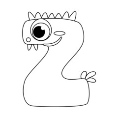 Monster alphabet coloring page book. Coloring page english alphabet for children with funny and sad monsters. Funny alphabet of cartoon characters vector font letters of comic monster creature faces