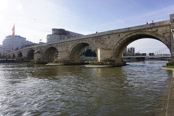 Fototapeta premium bridge over the river vardar in skopje